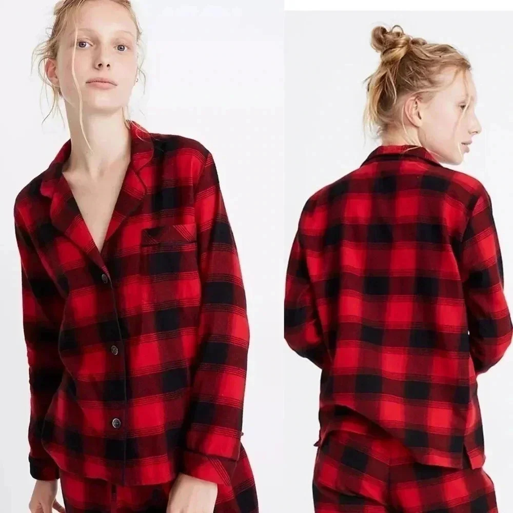 Madewell Flannel Bedtime Pajama Top in Buffalo Plaid Size Medium